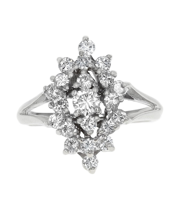 Diamond Marquise Shaped Cluster Ring in White Gold