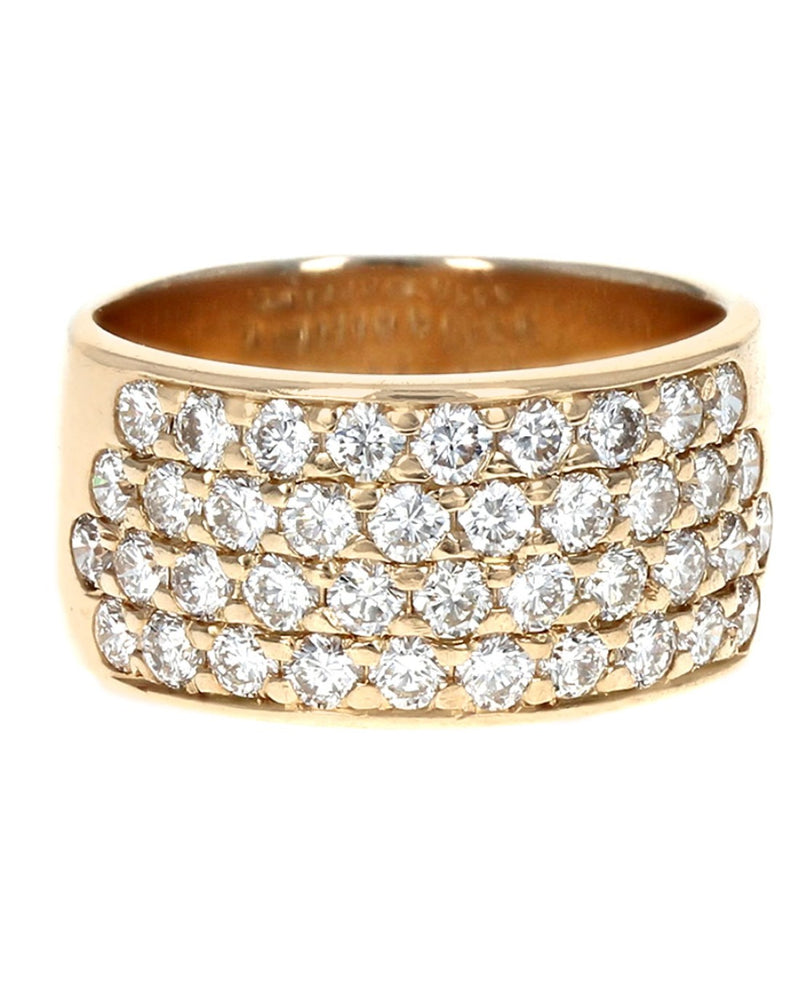 4 Row Pave Diamond Wide Band in Yellow Gold