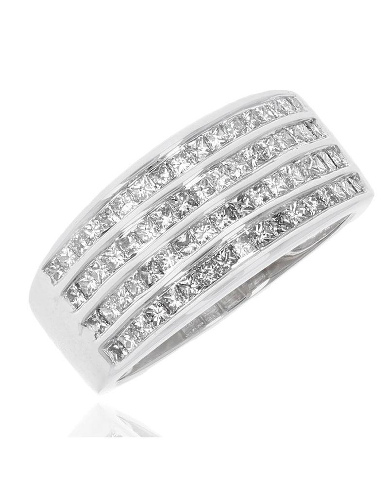 4 Row Princess Diamond Tapered Band