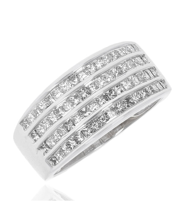 4 Row Princess Diamond Tapered Band