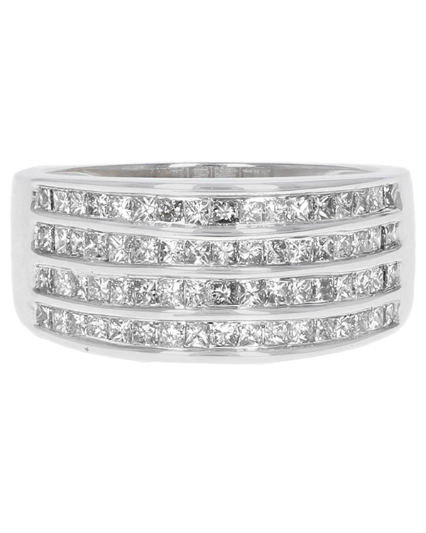 4 Row Princess Diamond Tapered Band