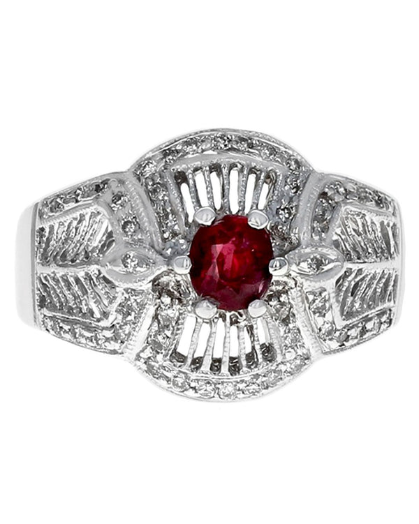 Ruby and Diamond Filigree Ring