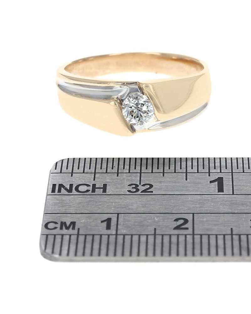 Gentlemen's Diamond Solitaire Fluted Ring in Yellow Gold
