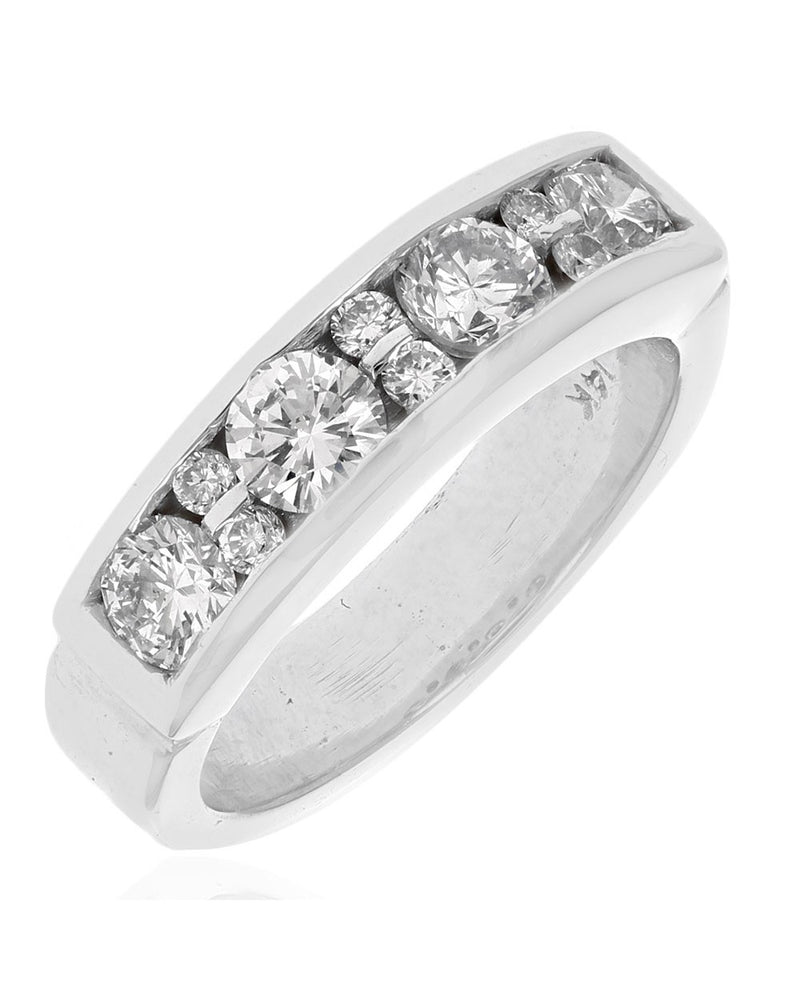 Alternating Diamond Band in White Gold