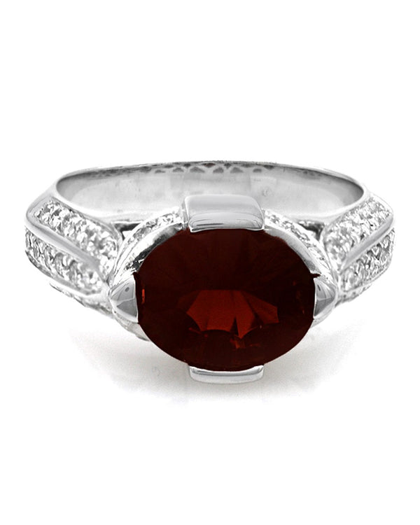 Garnet and Diamond Fashion Ring in Gold