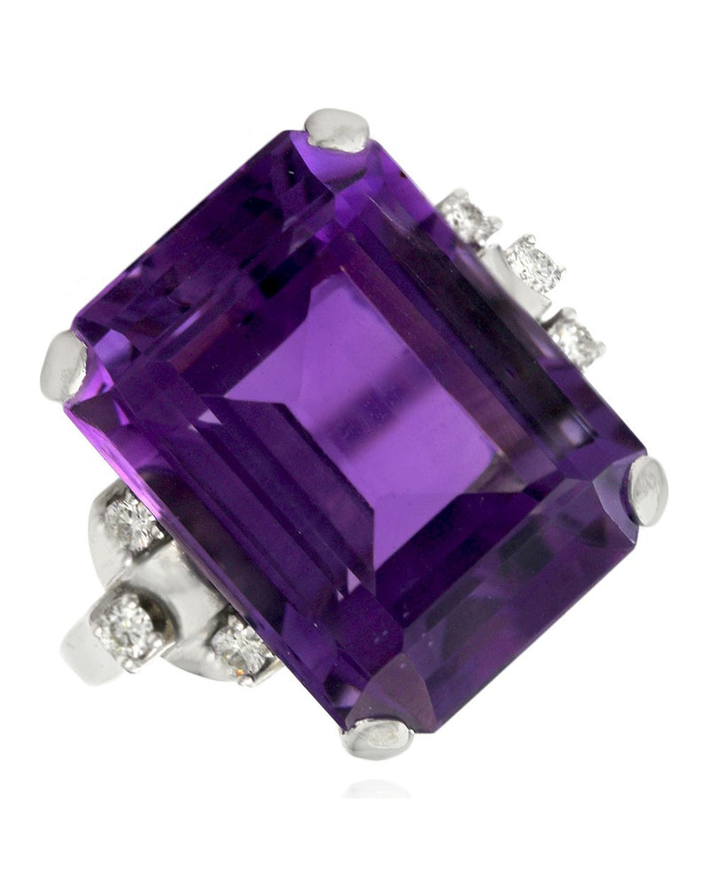 Amethyst and Diamond Accent Fashion Ring