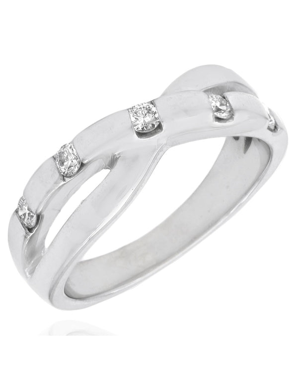 Diamond Crossover Ring in White Gold