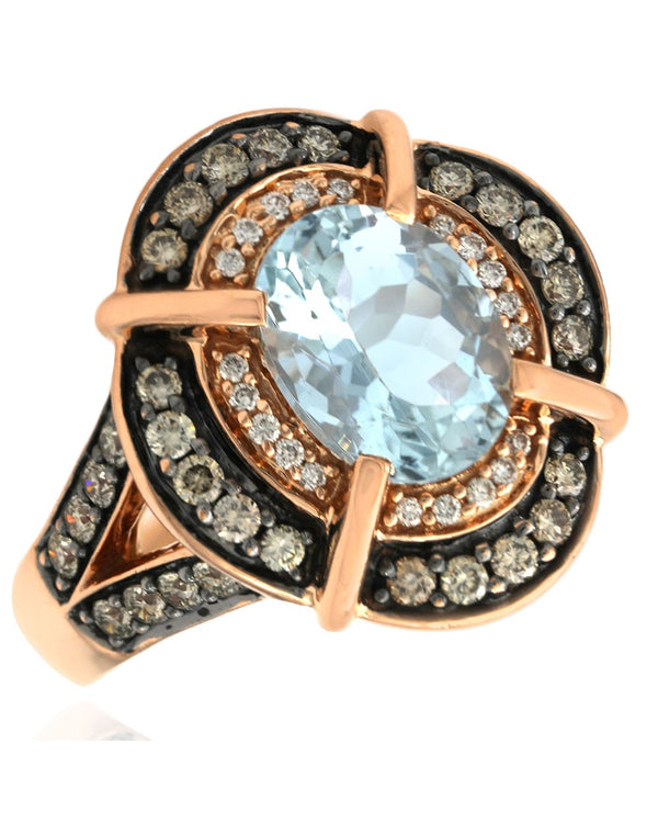 LeVian Aquamarine and Diamond Ring