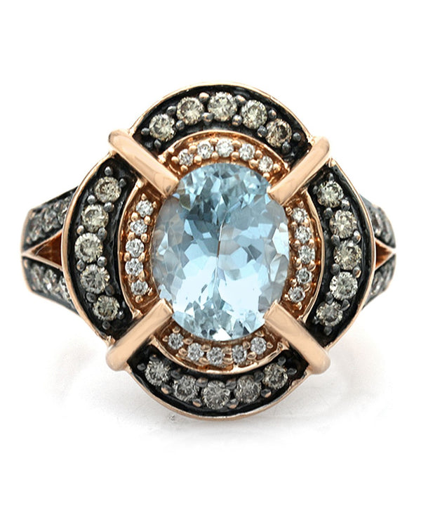 LeVian Aquamarine and Diamond Ring