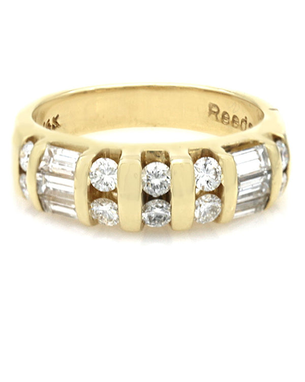 Alternating Round and Baguette Diamond Ring