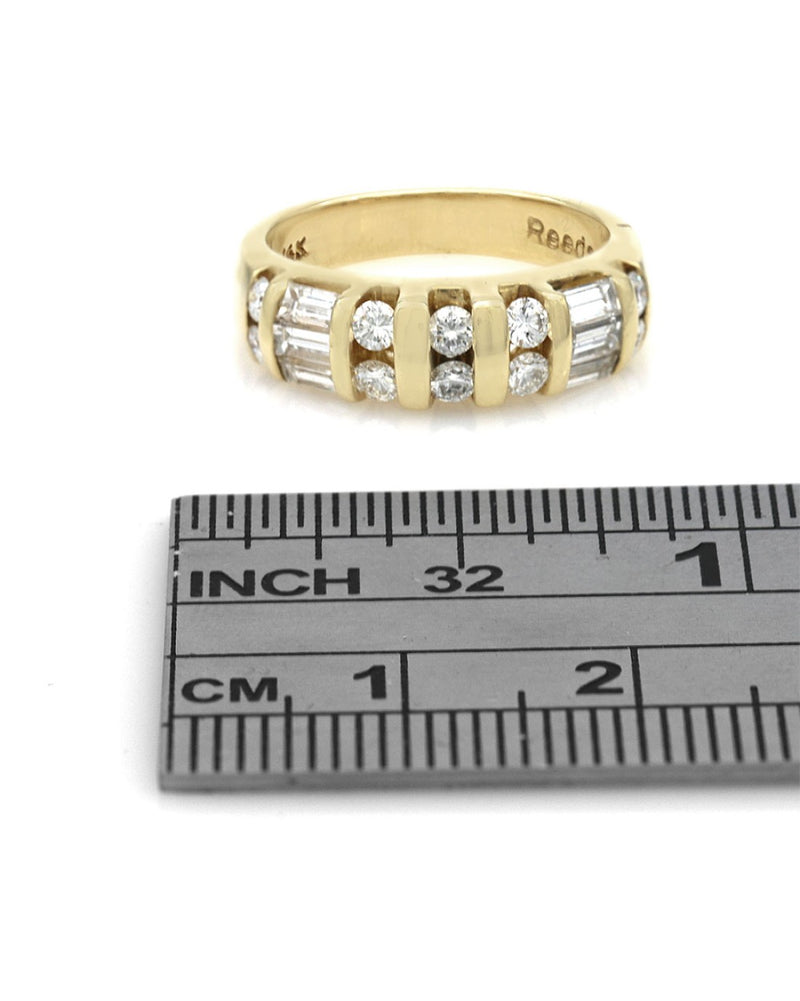Alternating Round and Baguette Diamond Ring