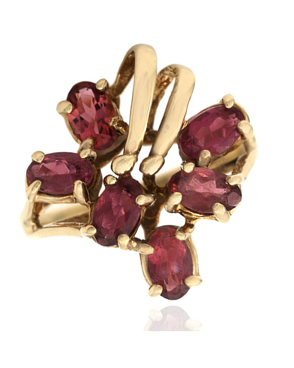 Pink Tourmaline Antique Fashion Ring in Yellow Gold