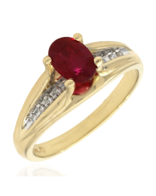 Oval Ruby and Diamond Ring in Gold