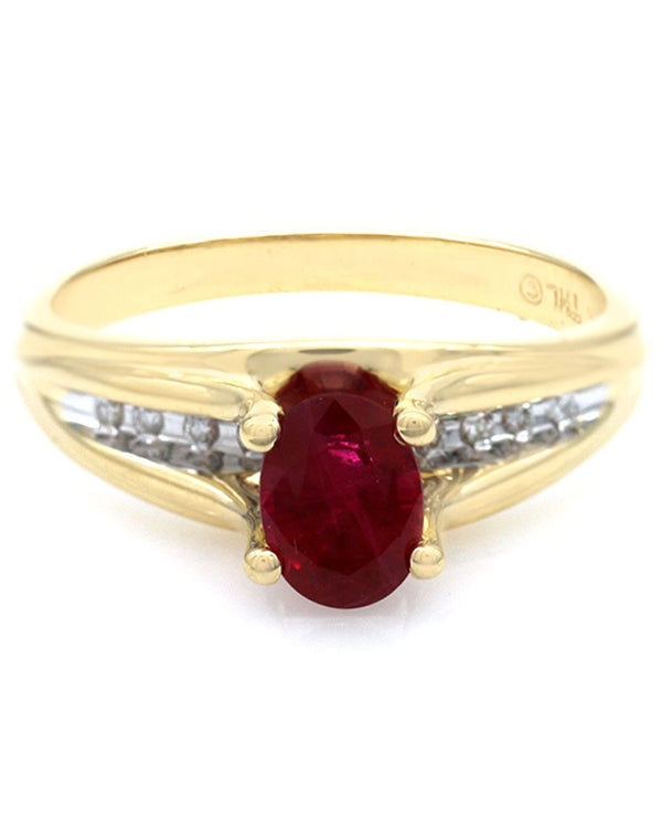 Oval Ruby and Diamond Ring in Gold