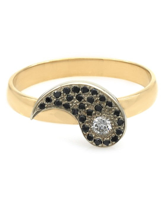 Black and White Diamond Yin Ring
