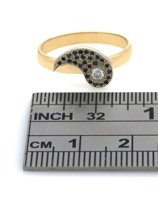 Black and White Diamond Yin Ring