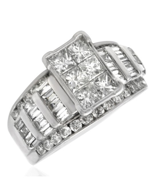 Mixed Cut Diamond Ring in White Gold