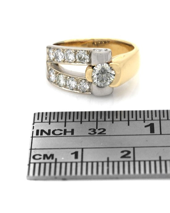 Diamond Fashion Ring in White and Yellow Gold