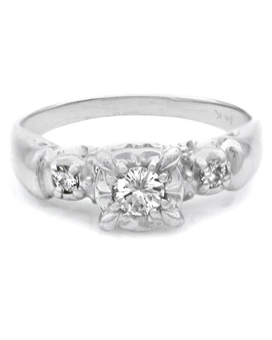 3 Stone Diamond Engagement Ring in White Gold