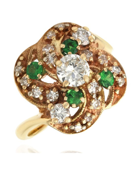 Diamond and Tsavorite Cluster Crossover Ring