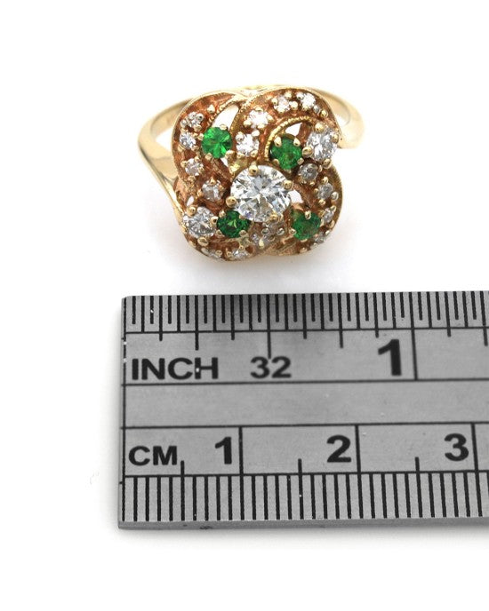 Diamond and Tsavorite Cluster Crossover Ring