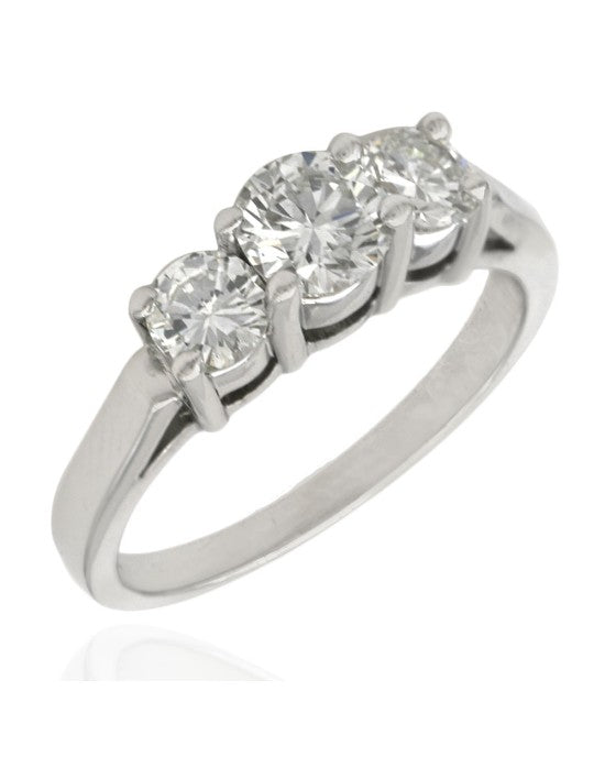 3 Stone Diamond Ring in White Gold