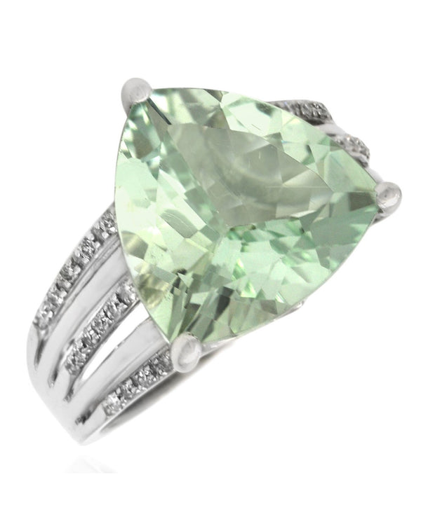 Prasiolite and Diamond Accent Ring