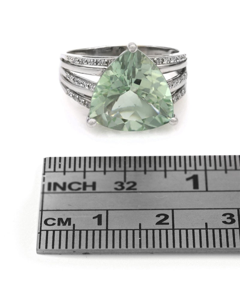 Prasiolite and Diamond Accent Ring