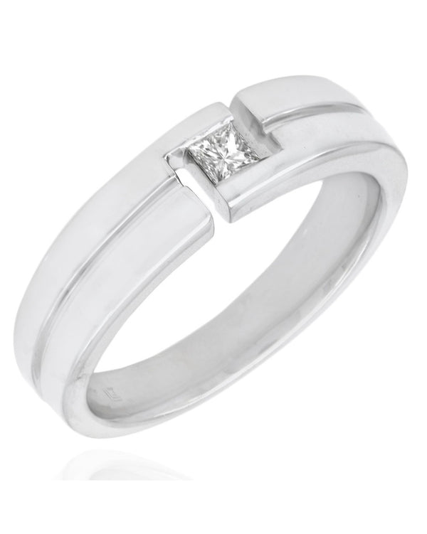 Gentlemans Princess Diamond Solitaire Fluted Band