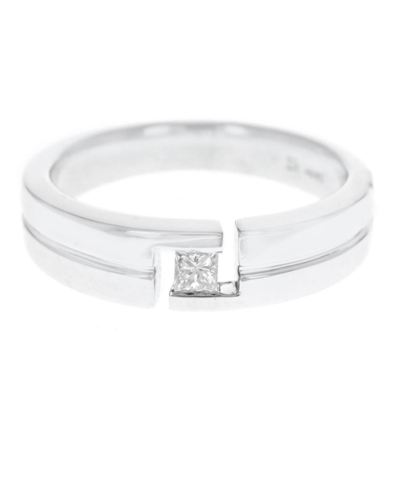 Gentlemans Princess Diamond Solitaire Fluted Band