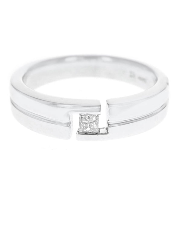 Gentlemans Princess Diamond Solitaire Fluted Band