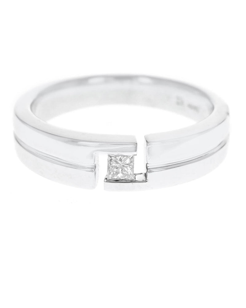 Gentlemans Princess Diamond Solitaire Fluted Band