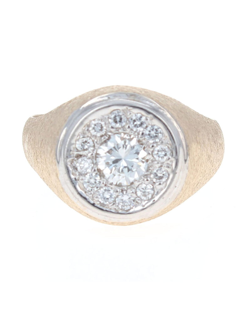 Gentlemen's Diamond Halo Ring in White and Yellow Gold