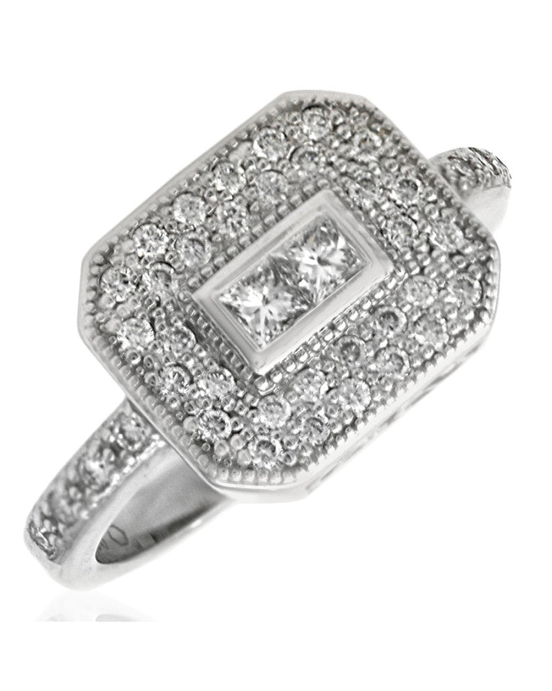 Charriol Princess and Round Diamond Octagon Shape Ring