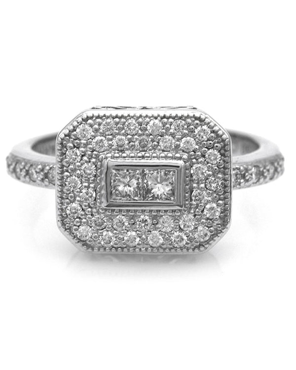 Charriol Princess and Round Diamond Octagon Shape Ring