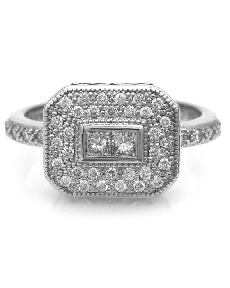 Charriol Princess and Round Diamond Octagon Shape Ring