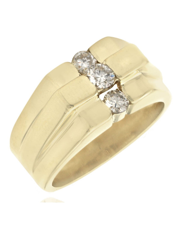 3 Stone Diamond Step Cut Ring