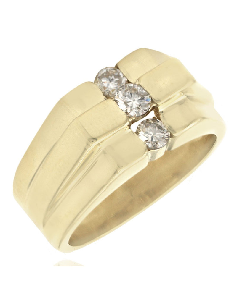 3 Stone Diamond Step Cut Ring