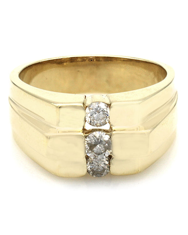 3 Stone Diamond Step Cut Ring