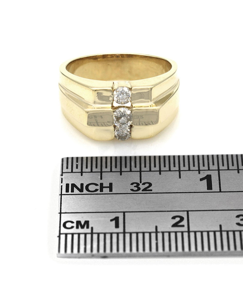 3 Stone Diamond Step Cut Ring