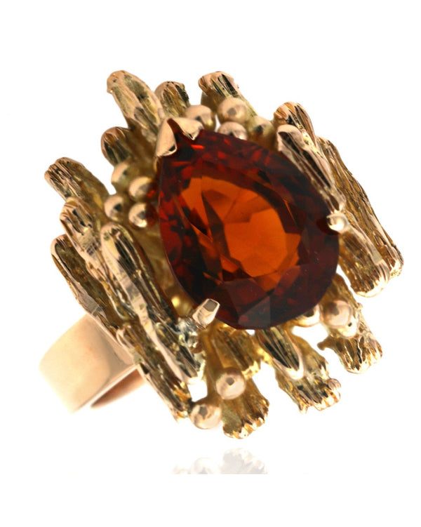 Pear Shaped Madeira Citrine Ring