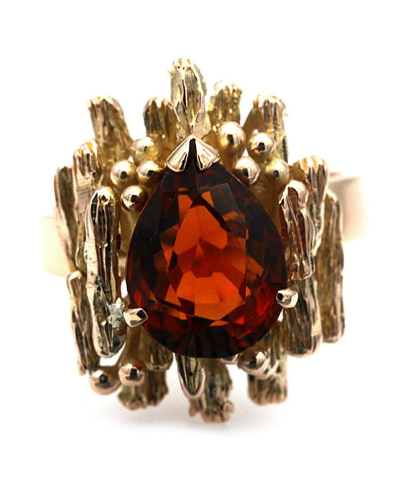 Pear Shaped Madeira Citrine Ring