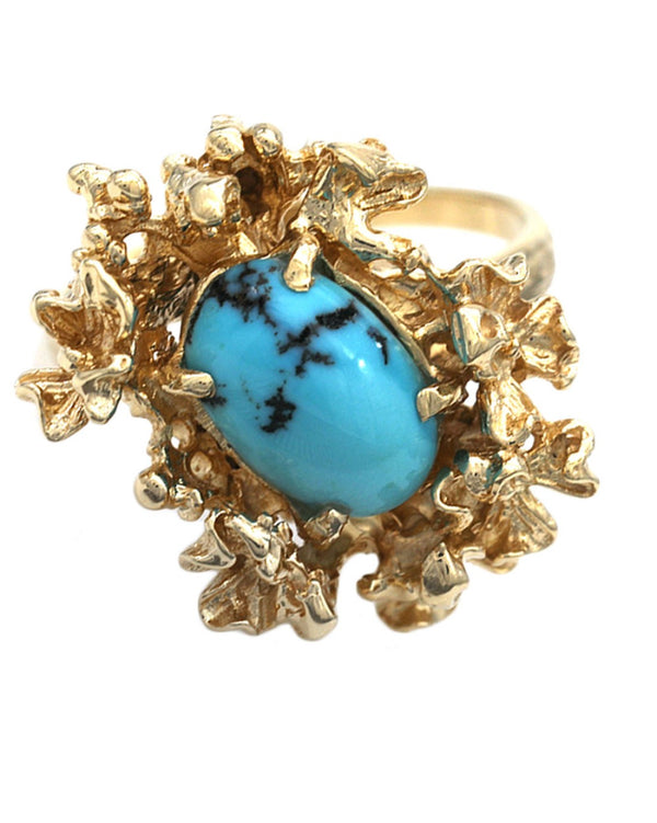 Oval Turquoise Free Form Ring