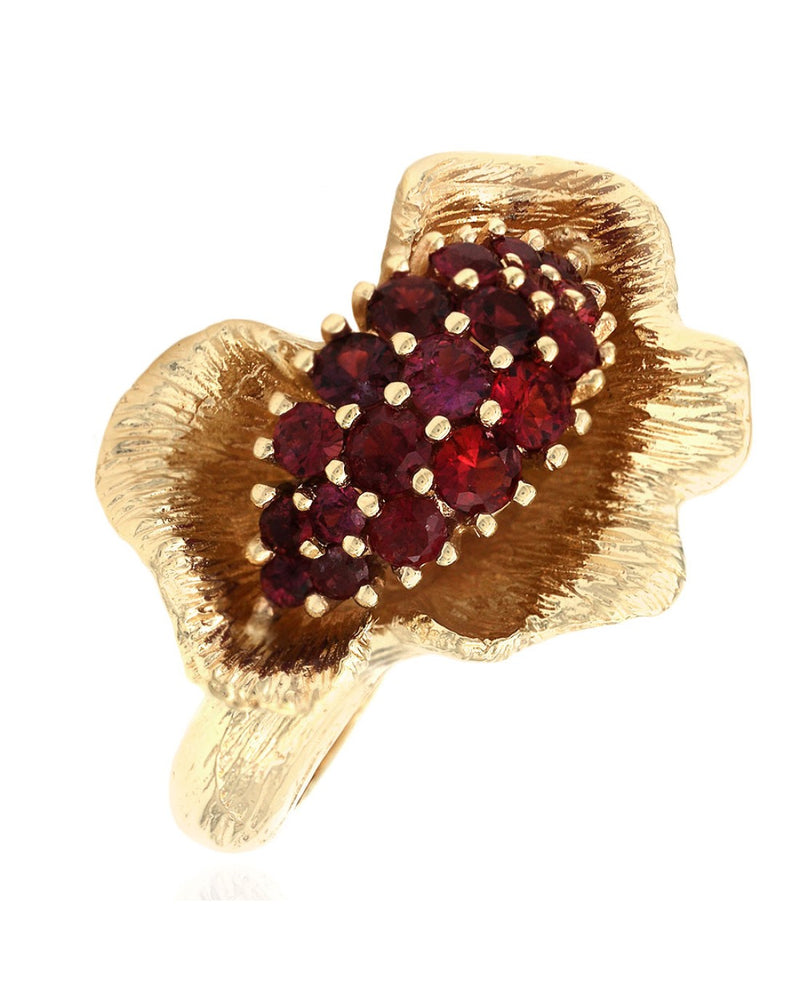 Ruby Cluster Bypass Flower Ring