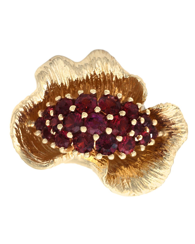 Ruby Cluster Bypass Flower Ring