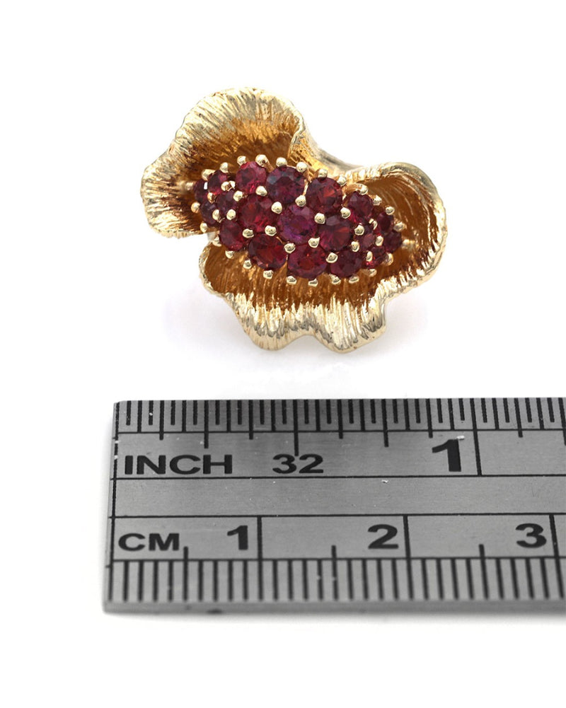Ruby Cluster Bypass Flower Ring