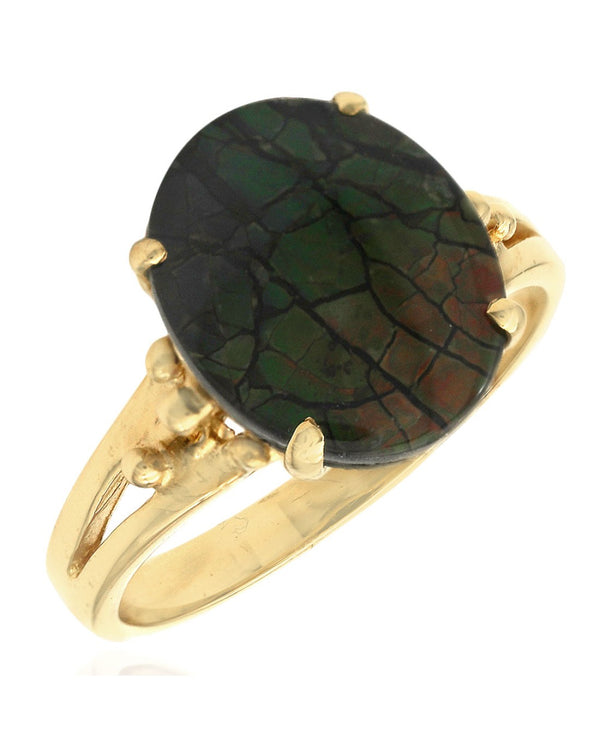 Oval Ammolite Ring in Yellow Gold
