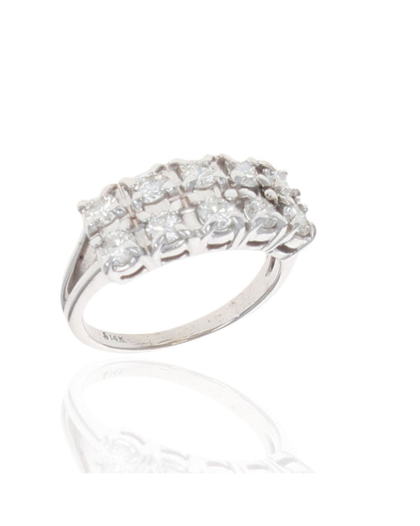 2 Row Diamond Ring in White Gold