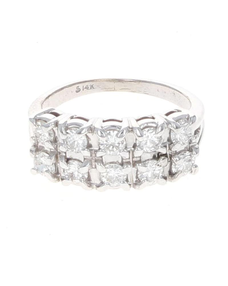 2 Row Diamond Ring in White Gold