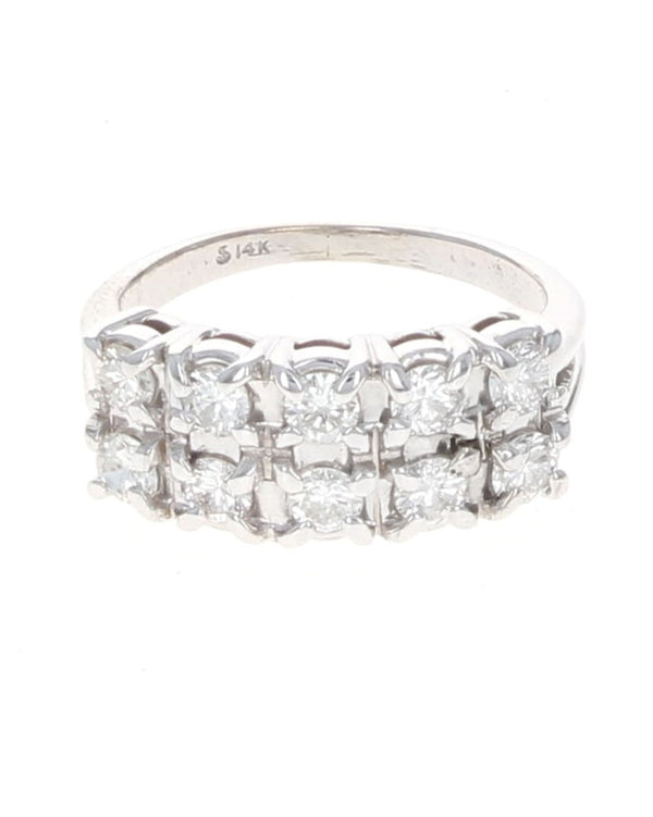 2 Row Diamond Ring in White Gold